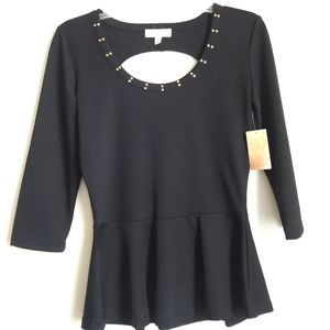 NWT.Nicki Minaj peplum black top. Size M
